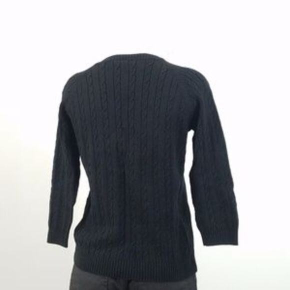 525 Black Cable Knit 3/4 Sleeve Pullover V-Neck Sweater Women's Size Medium - Picture 3 of 5